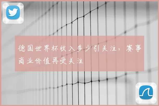 德国世界杯收入多少引关注,赛事商业价值再受关注